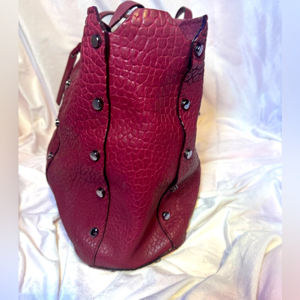 Jimmy Choo XL Tote Lockett -RARE-Cerise-Pebbled Leather AUTHENTIC JIMMY CHOO - Picture 2 of 16